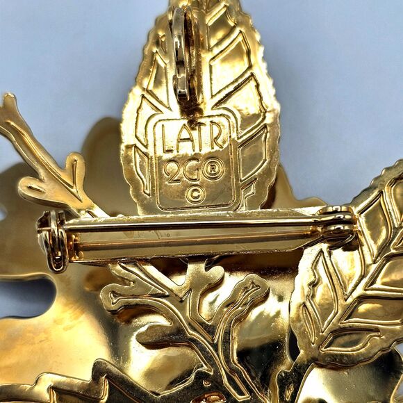 Lunch At The Ritz Autumn Leaf Brooch RARE VTG Enamel Leaves Pendant LATR 2GO Pin - Picture 8 of 16